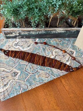 Exotic Wood Belt NWT Adjustable Closure Wide Boho Statement Costa Rica